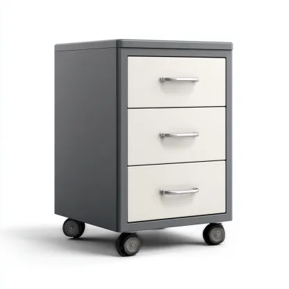 Armadio Per Ufficio Mobile In Metallo 40x45x60 Cm - Grigio-Bianco - Con Ruote Per Archiviazione-Reststa