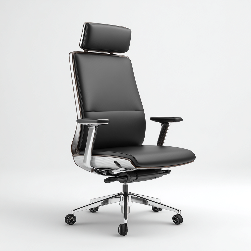 Sedia Da Ufficio In Pelle 70X66X132 Cm Nera Per Ufficio - Design Ergonomico-Reststa