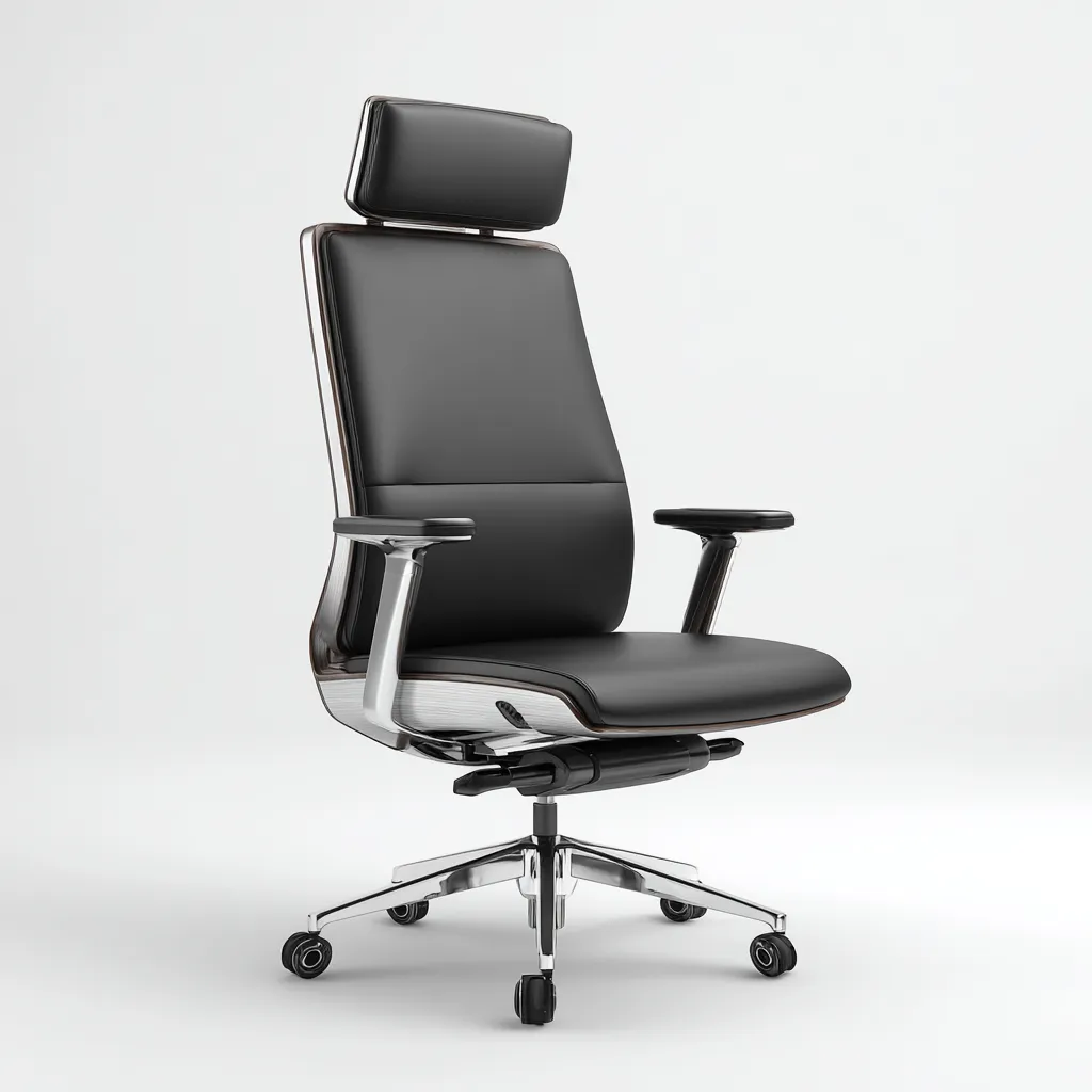 Sedia Da Ufficio In Pelle 70X66X132 Cm Nera Per Ufficio - Design Ergonomico-Reststa