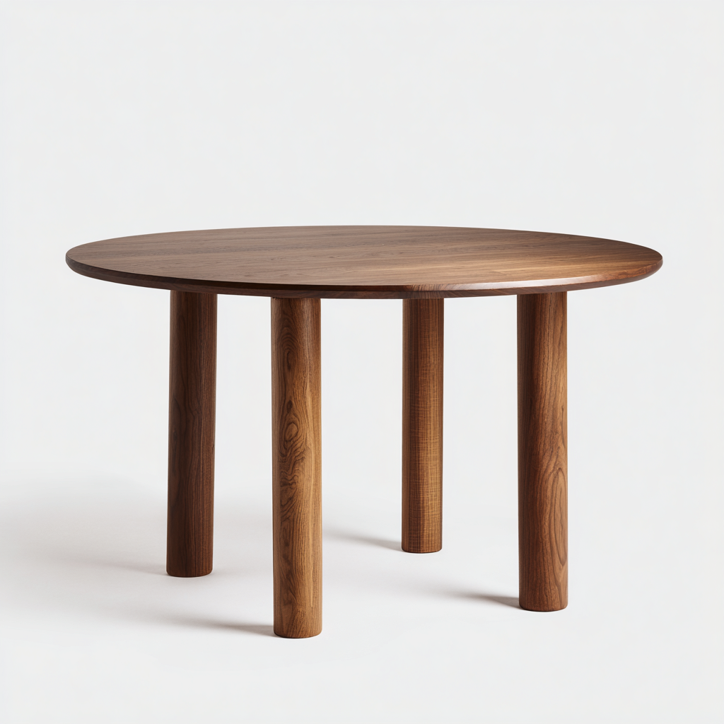 Tavolo Da Pranzo Rotondo In Legno Massello 120X120X75 Cm - Noce Scuro - Design Moderno Per Sala Da Pranzo-Reststa