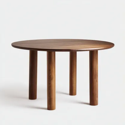 Tavolo Da Pranzo Rotondo In Legno Massello 120X120X75 Cm - Noce Scuro - Design Moderno Per Sala Da Pranzo-Reststa