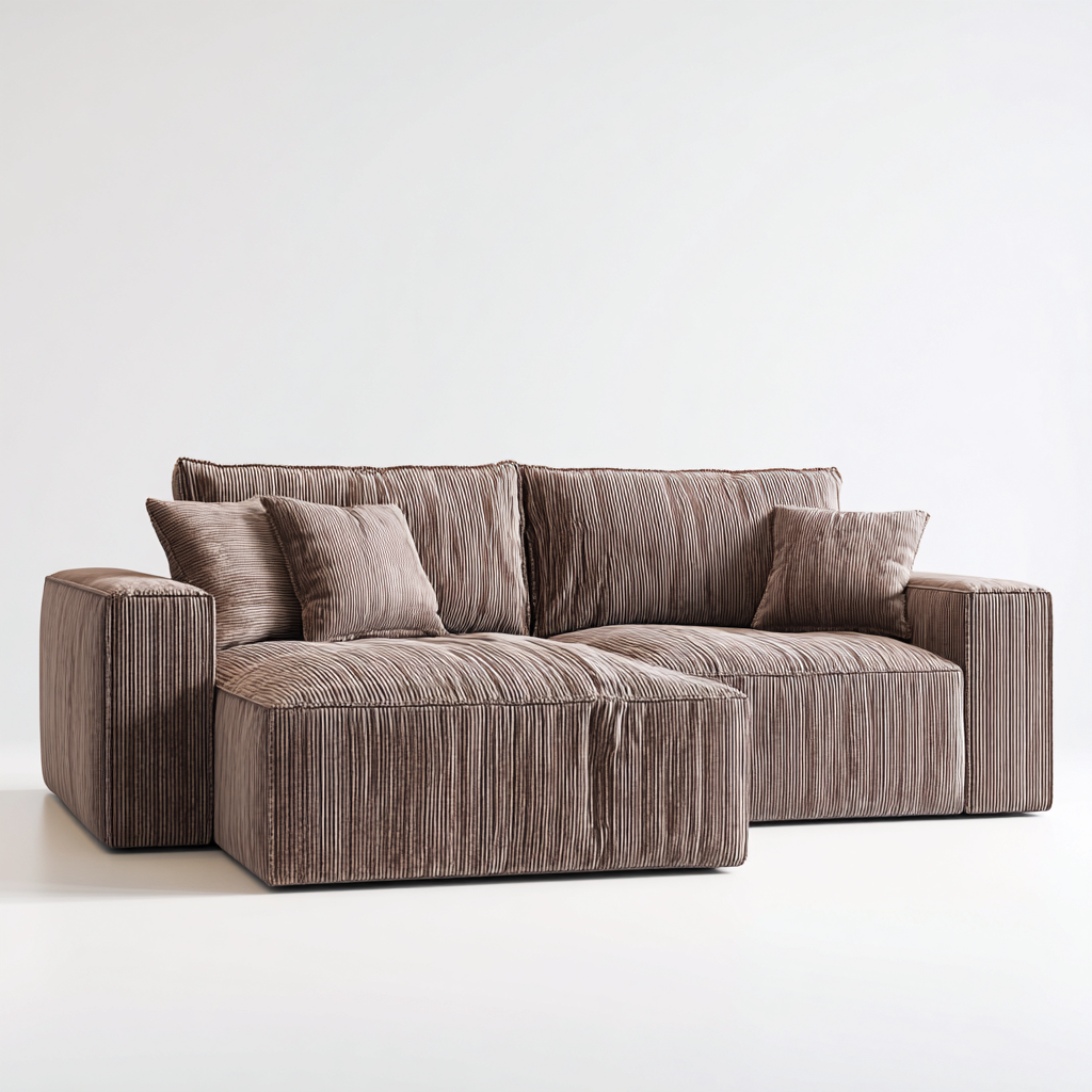 Divano Angolare Tessuto 255X160X82 Cm - Marrone - Adatto Per Soggiorno - Design Moderno-Reststa