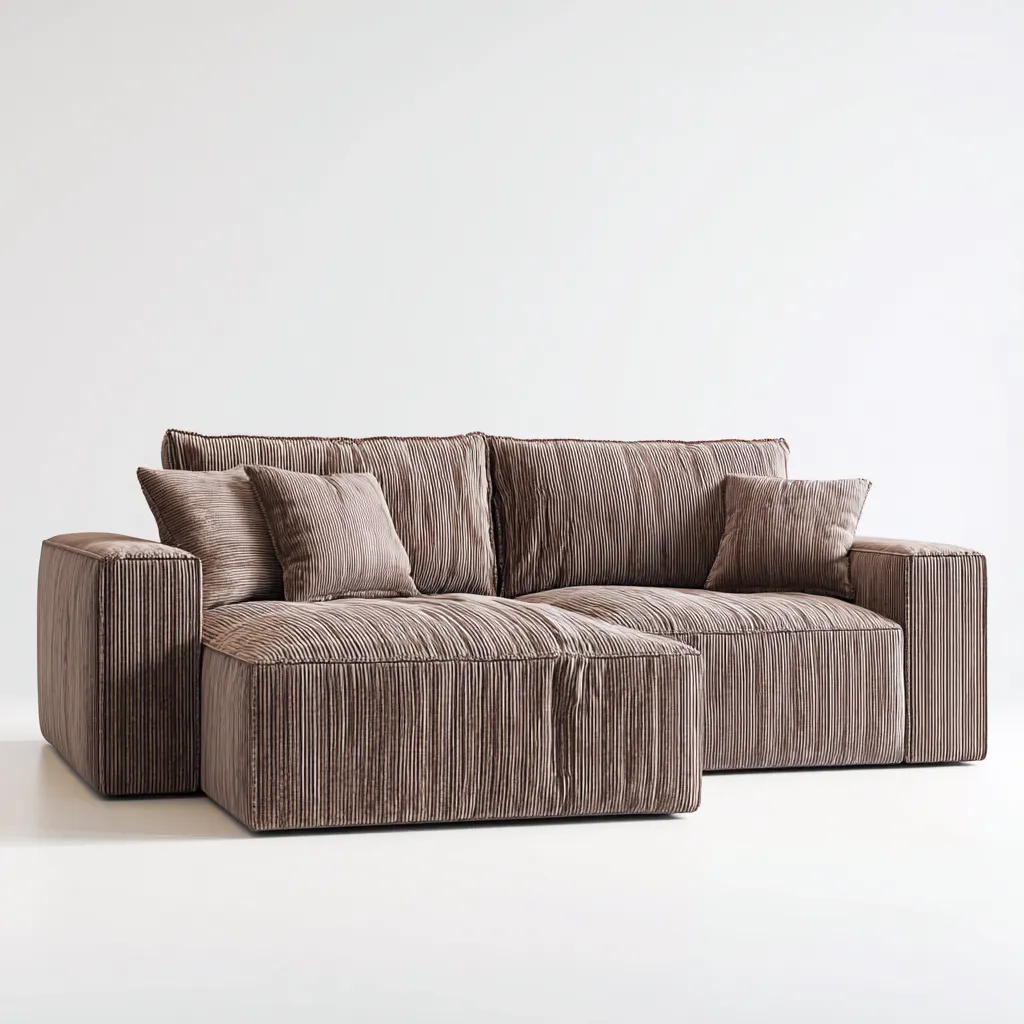 Divano Angolare Tessuto 255X160X82 Cm - Marrone - Adatto Per Soggiorno - Design Moderno-Reststa