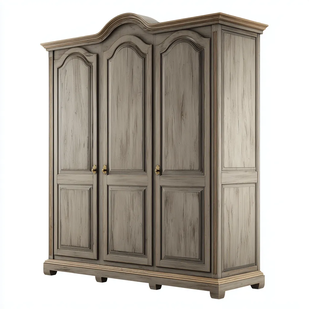 Armadio - Legno Massello - 220X180X60 Cm - Grigio-Noce - Design Classico Con Tre Ante-Reststa