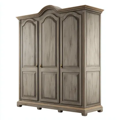 Armadio - Legno Massello - 220X180X60 Cm - Grigio-Noce - Design Classico Con Tre Ante-Reststa