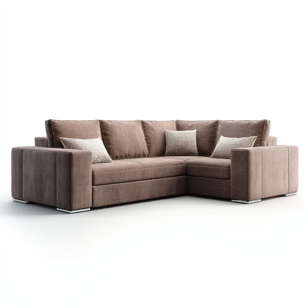 Divano Angolare Tessuto 278X188X90 Cm - Marrone - Adatto Per Soggiorno - Design Moderno-Reststa