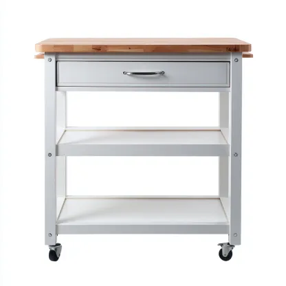 Carrello Da Cucina Legno-Metallo 60x45x88 Cm - Bianco-Naturale - Adatto Per Cucina - Design Moderno-Reststa