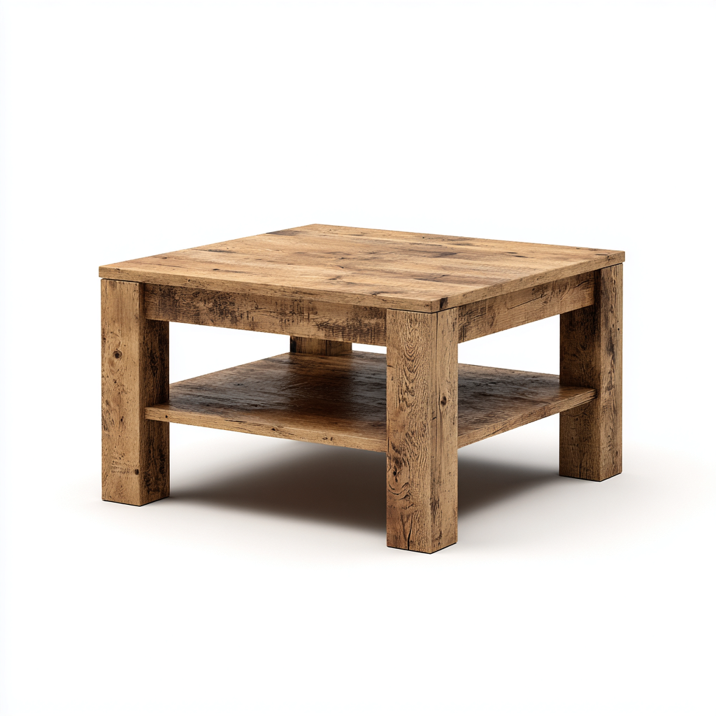 Tavolino Da Caffè Legno 80X80X45 Cm - Rovere Naturale - Adatto Per Soggiorno - Design Rustico-Reststa