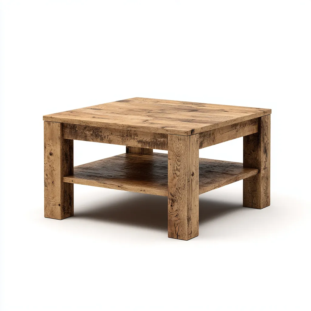 Tavolino Da Caffè Legno 80X80X45 Cm - Rovere Naturale - Adatto Per Soggiorno - Design Rustico-Reststa
