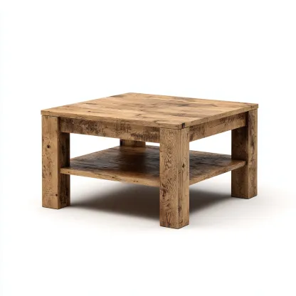 Tavolino Da Caffè Legno 80X80X45 Cm - Rovere Naturale - Adatto Per Soggiorno - Design Rustico-Reststa
