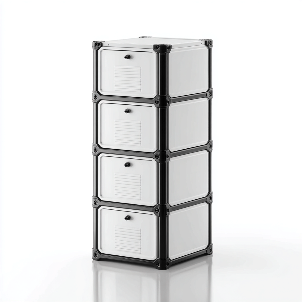 Armadio Per Ufficio In Metallo Plastico 45X45X150 Cm - Bianco-Nero - Design Modulare Per Archivio Ufficio-Reststa