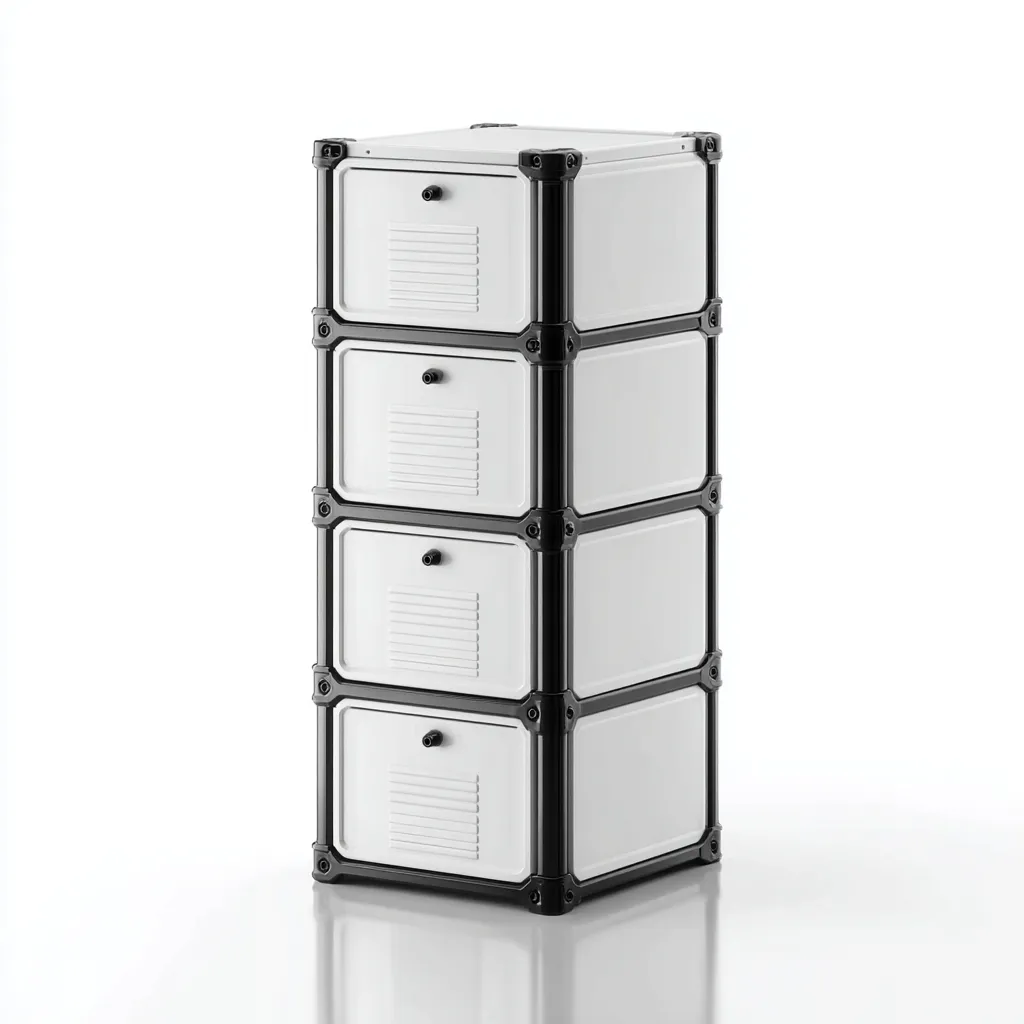 Armadio Per Ufficio In Metallo Plastico 45X45X150 Cm - Bianco-Nero - Design Modulare Per Archivio Ufficio-Reststa