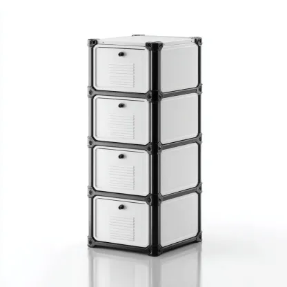 Armadio Per Ufficio In Metallo Plastico 45X45X150 Cm - Bianco-Nero - Design Modulare Per Archivio Ufficio-Reststa