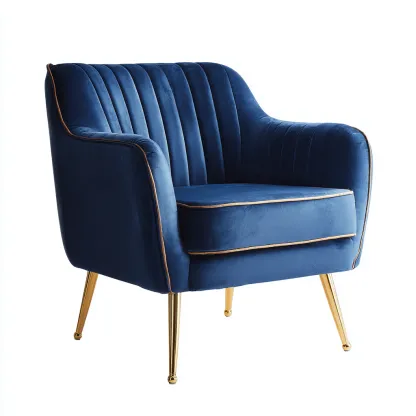 Poltrona Velluto 77x75x84 Cm - Blu Scuro - Adatta Per Soggiorno - Stile Moderno-Reststa