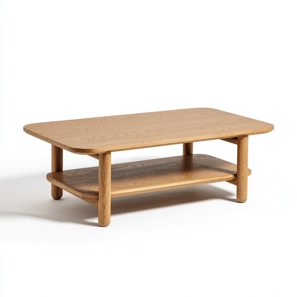 Tavolino Da Caffè Legno 120X60X45 Cm - Rovere Naturale - Adatto Per Soggiorno - Design Nordico-Reststa