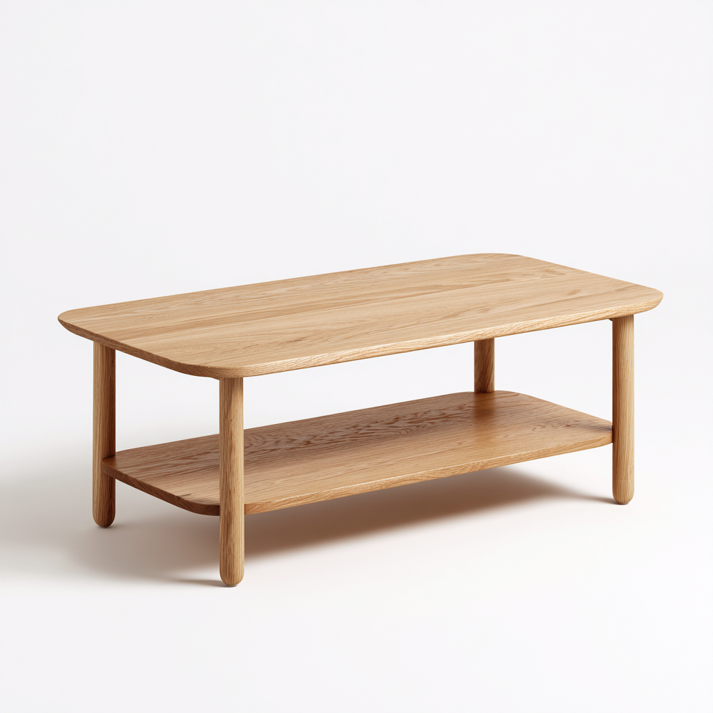 Tavolino Da Caffè Legno Massello 118X58X45 Cm - Rovere Naturale - Adeguato Per Soggiorno - Design Moderno-Reststa