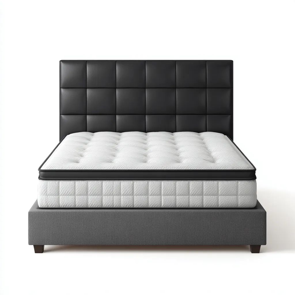 Letto Matrimoniale - Pelle-Tessuto - 210X160X115 Cm - Nero-Grigio Scuro - Design Moderno Con Testiera Imbottita-Reststa