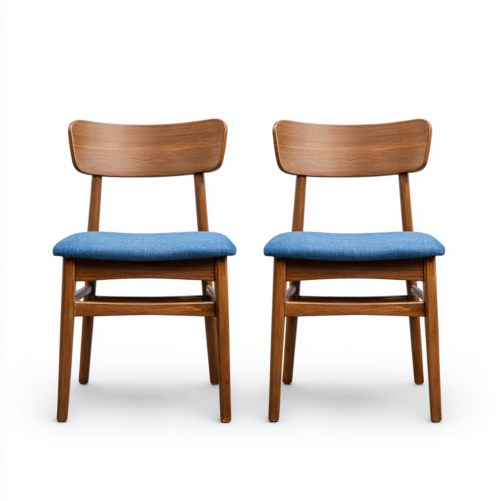 Sedia Da Pranzo In Legno E Tessuto 50x52x85 Cm - Blu E Noce - Design Moderno Per Sala Da Pranzo-Reststa