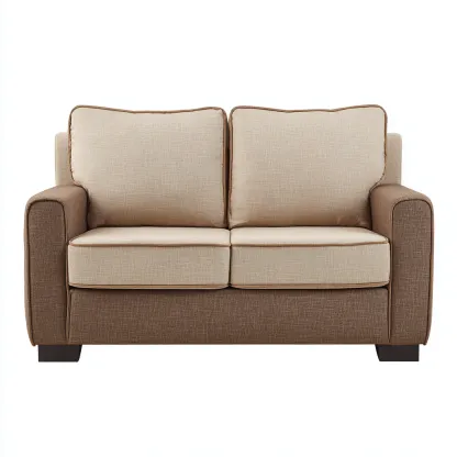 Divano A Due Posti Tessuto 168x86x84 Cm - Beige-Marrone - Adatto Per Soggiorno - Design Moderno-Reststa