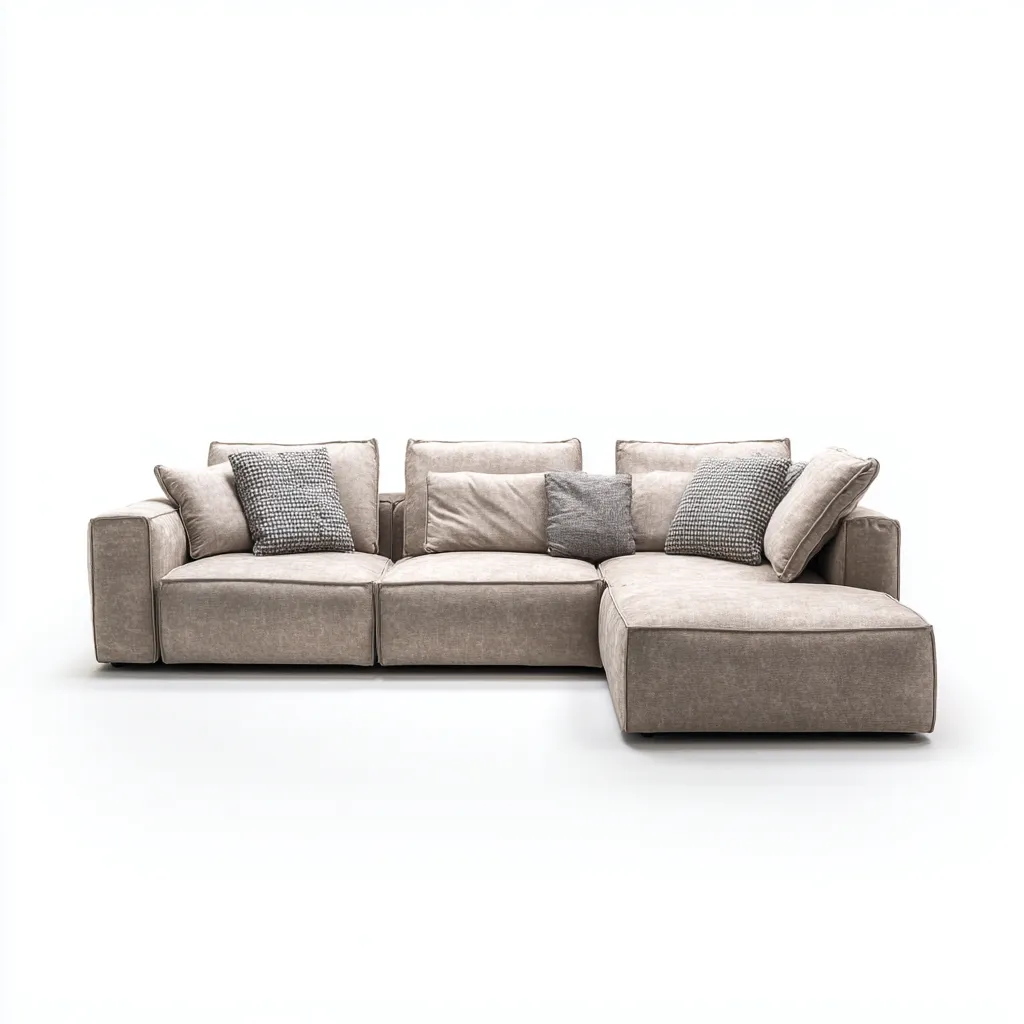 Divano Angolare In Tessuto 310X95X86 Cm - Beige - Adatto Per Soggiorno - Design Moderno-Reststa