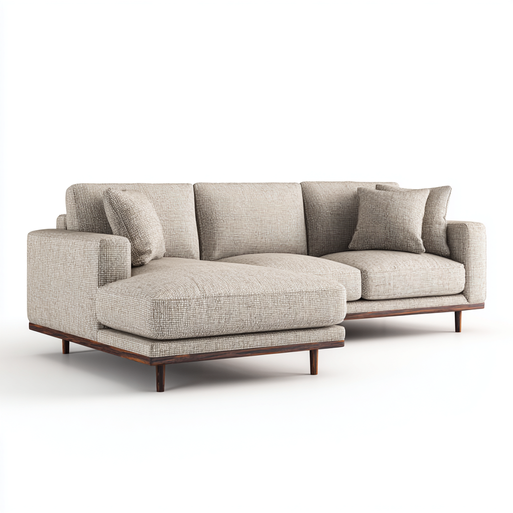 Divano Angolare Tessuto 258X178X86 Cm - Beige - Adatto Per Soggiorno - Design Moderno-Reststa