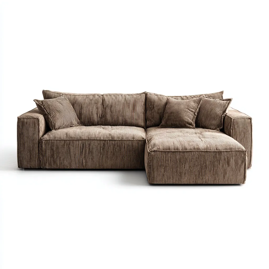 Divano Angolare Tessuto 258X162X82 Cm - Marrone - Adatto Per Soggiorno - Design Moderno-Reststa