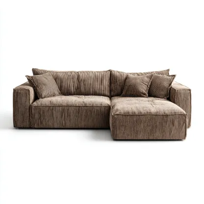 Divano Angolare Tessuto 258X162X82 Cm - Marrone - Adatto Per Soggiorno - Design Moderno-Reststa