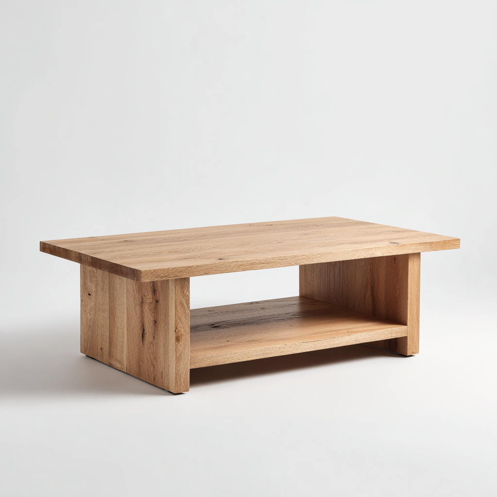 Tavolino Da Caffè Legno 120X60X45 Cm - Rovere Naturale - Adatto Per Soggiorno - Design Moderno-Reststa