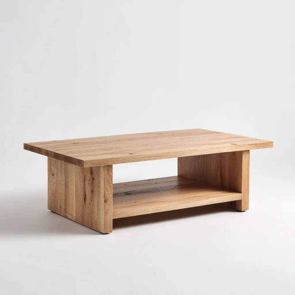 Tavolino Da Caffè Legno 120X60X45 Cm - Rovere Naturale - Adatto Per Soggiorno - Design Moderno-Reststa