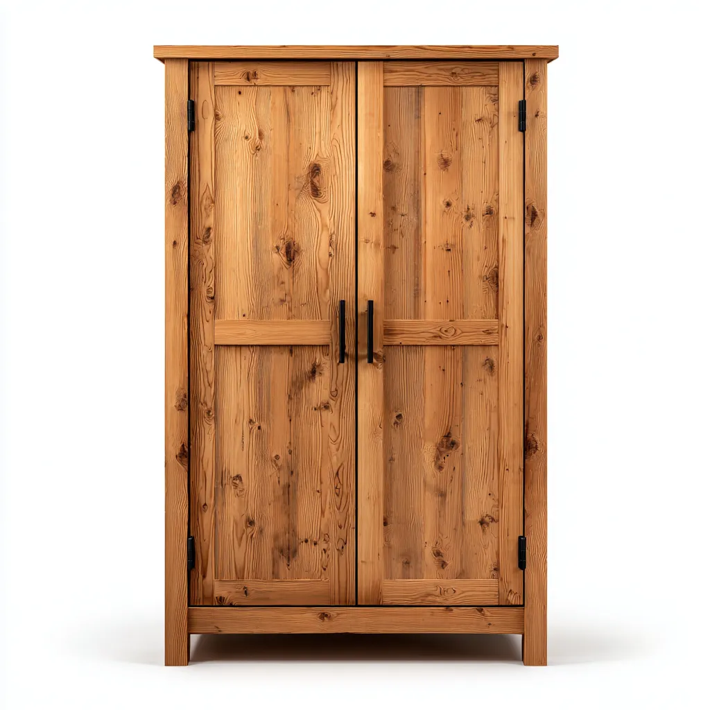 Armadio - Legno Massello - 190X115X55 Cm - Pino Naturale - Design Rustico A Due Ante-Reststa