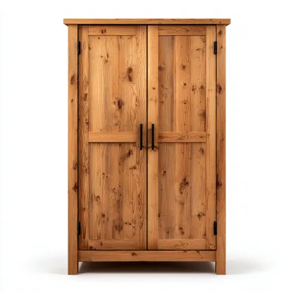 Armadio - Legno Massello - 190X115X55 Cm - Pino Naturale - Design Rustico A Due Ante-Reststa