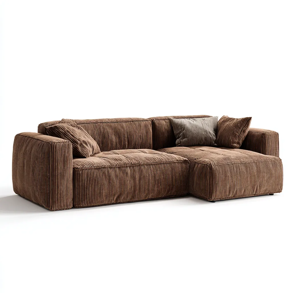 Divano Angolare Tessuto 260X165X82 Cm - Marrone - Adatto Per Soggiorno - Design Moderno-Reststa