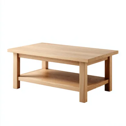 Tavolino Da Caffè Legno Massello 120X60X47 Cm - Rovere Naturale - Adeguato Per Soggiorno - Design Moderno-Reststa