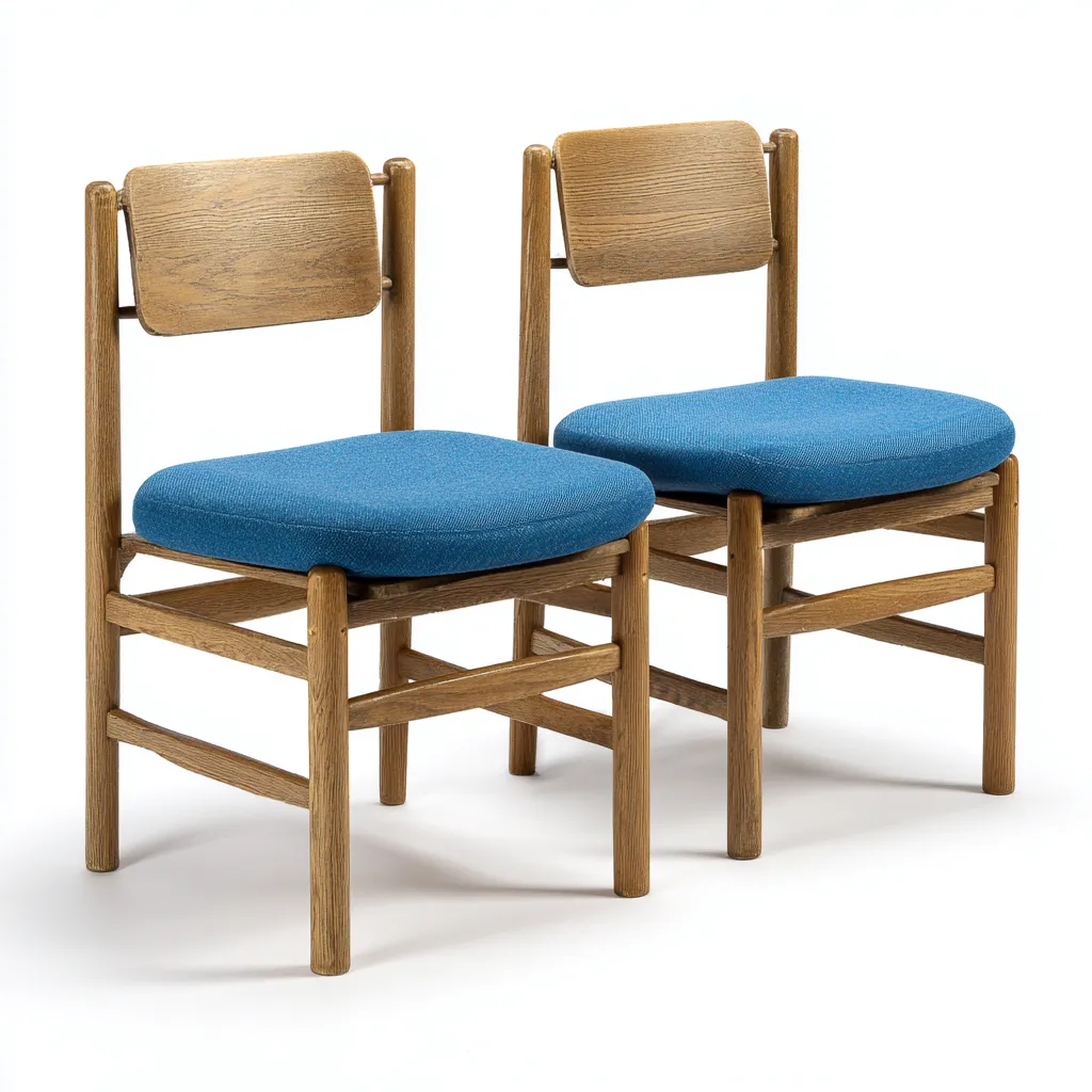 Sedia Da Pranzo In Legno E Tessuto 50x52x85 Cm - Blu E Rovere - Design Naturale Per Sala Da Pranzo-Reststa