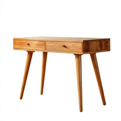 Scrivania In Legno Massello 100x48x76 Cm Colore Naturale - Tavolo Da Lavoro In Stile Scandinavo Per Ufficio-Reststa