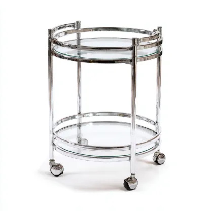 Carrello Da Cucina In Metallo E Vetro 45x45x75 Cm - Argento - Con Ripiani A Vista Per Cucina-Reststa