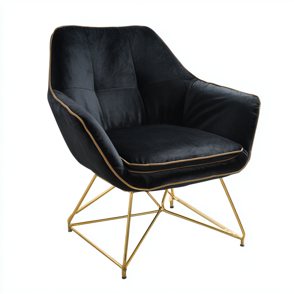 Poltrona Velluto 84x76x88 Cm - Nero - Adatta Per Soggiorno - Design Moderno-Reststa