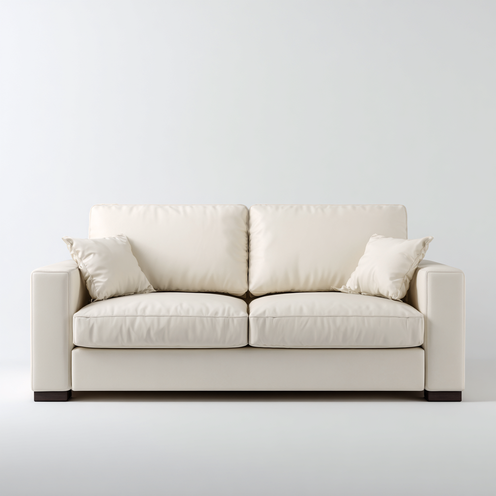 Divano A Due Posti Pelle 182x90x88 Cm - Beige Chiaro - Adatto Per Soggiorno - Design Moderno-Reststa