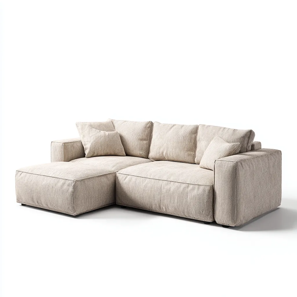 Divano Angolare In Tessuto 292X98X86 Cm - Beige - Adatto Per Soggiorno - Design Moderno-Reststa