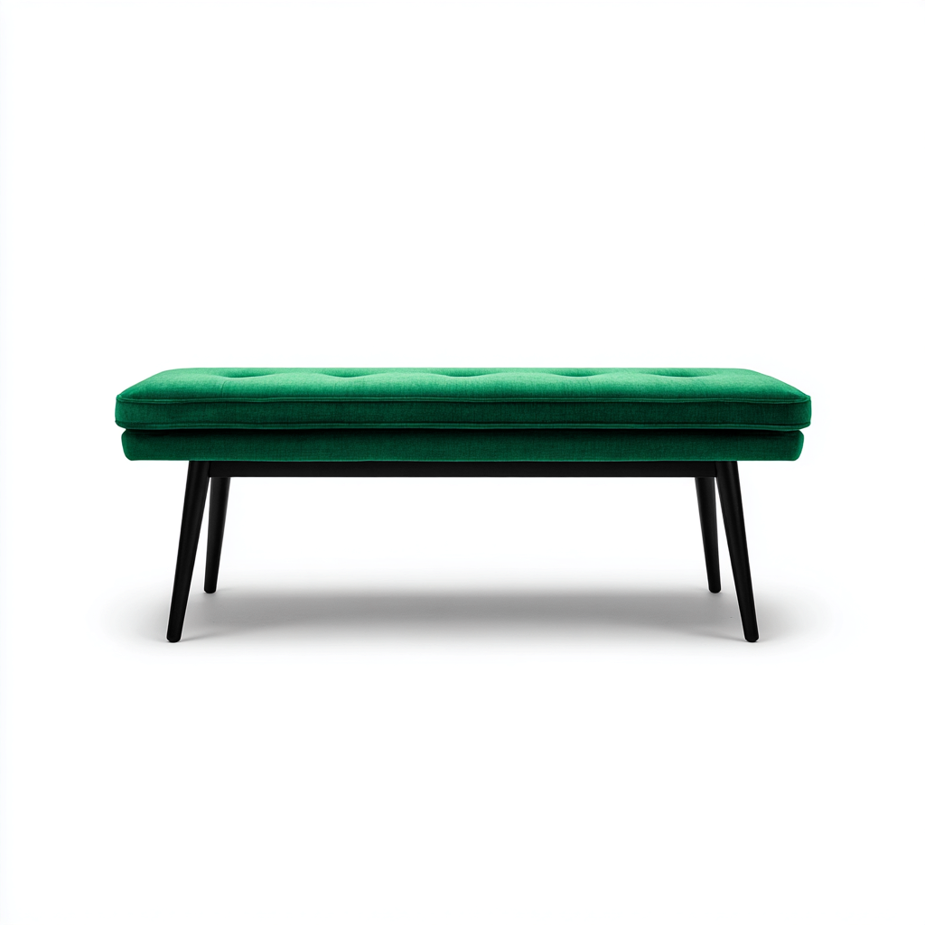 Panca Per Letto Imbottita Tessuto E Metallo 118x40x46 Cm - Verde - Design Moderno-Reststa