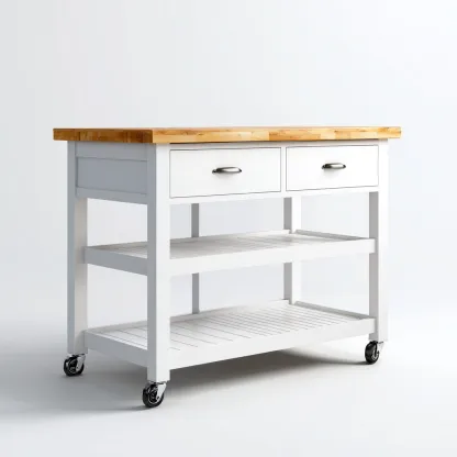 Isola Da Cucina Legno 100X50X88 Cm - Bianco-Naturale - Adatta Per Cucina - Design Funzionale-Reststa