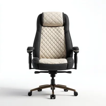 Sedia Da Ufficio In Pelle 68X70X125 Cm Beige-Nera Per Ufficio - Design Ergonomico-Reststa