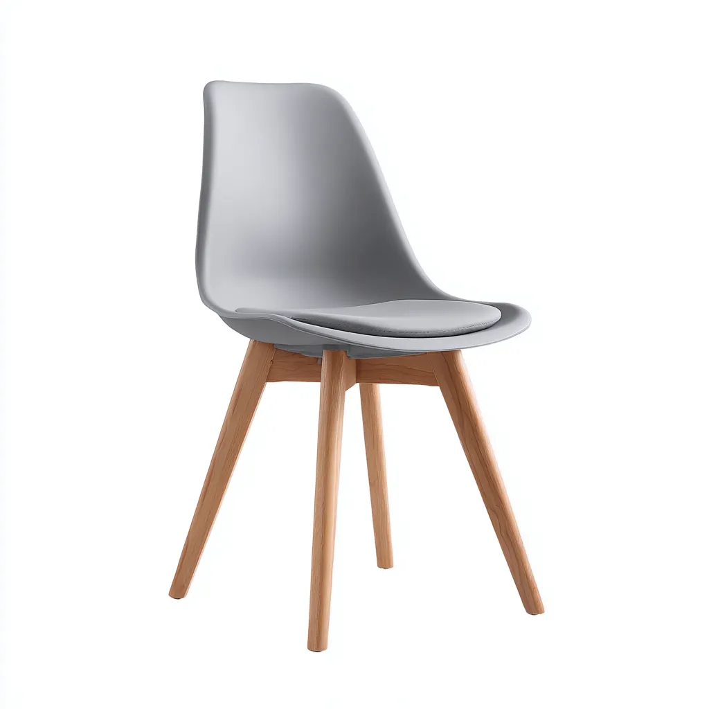 Sedia Da Pranzo In Plastica 48x52x82 Cm - Grigio-Legno - Design Moderno Per Sala Da Pranzo-Reststa