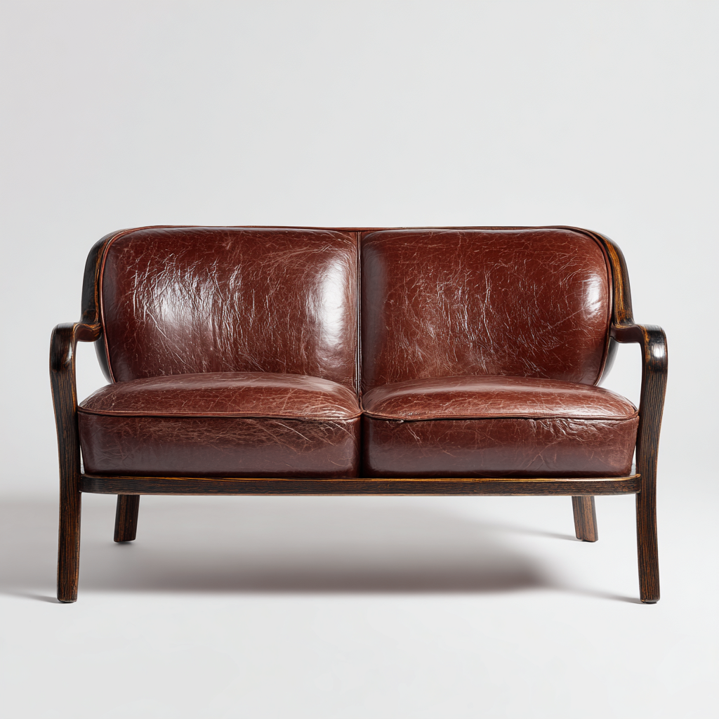 Divano A Due Posti Pelle 160x78x84 Cm - Marrone - Adatto Per Soggiorno - Design Moderno-Reststa