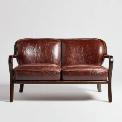 Divano A Due Posti Pelle 160x78x84 Cm - Marrone - Adatto Per Soggiorno - Design Moderno-Reststa