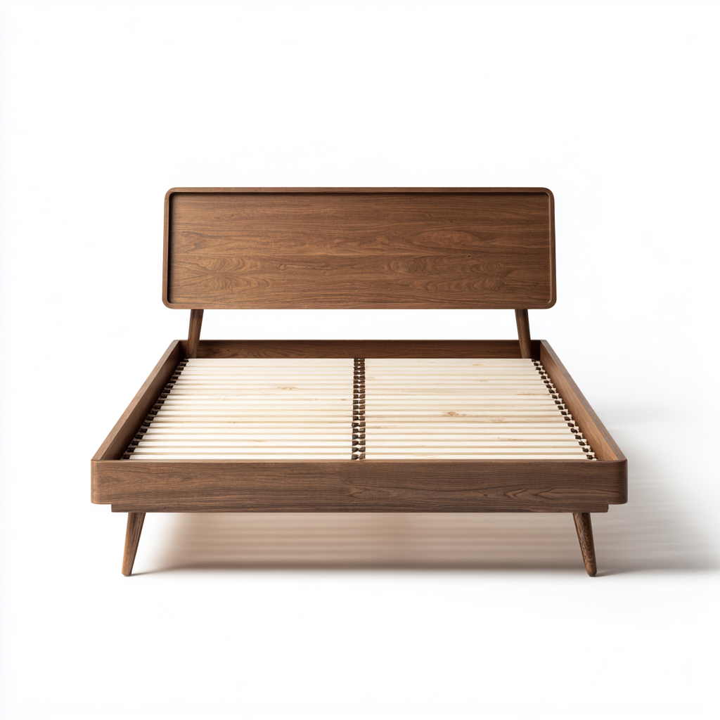 Letto Matrimoniale - Legno - 215X165X105 Cm - Legno Scuro - Design Moderno In Stile Mid Century-Reststa