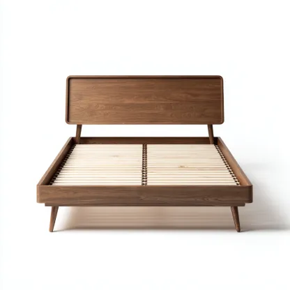 Letto Matrimoniale - Legno - 215X165X105 Cm - Legno Scuro - Design Moderno In Stile Mid Century-Reststa