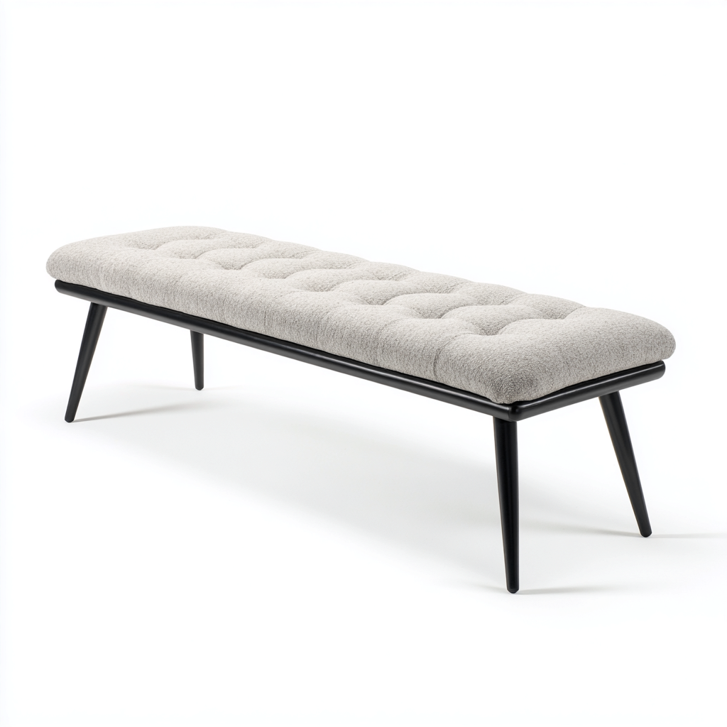 Panca Per Letto Imbottita Tessuto 130x40x47 Cm - Grigio Chiaro - Design Moderno-Reststa