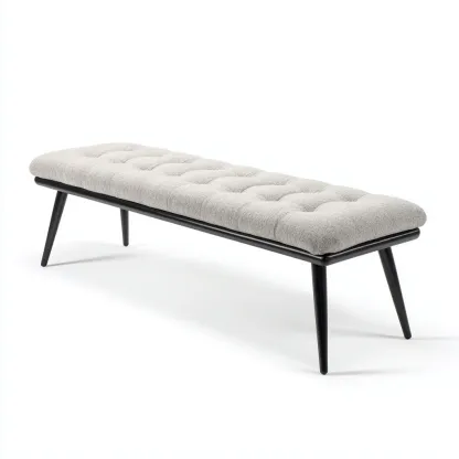 Panca Per Letto Imbottita Tessuto 130x40x47 Cm - Grigio Chiaro - Design Moderno-Reststa