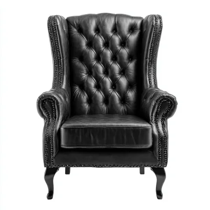 Poltrona Con Braccioli Pelle 104x96x124 Cm - Nero - Adatta Per Soggiorno - Design Classico-Reststa